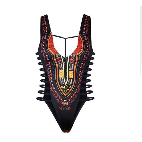 Maillot de bain africain une pièce noir - Raisa 