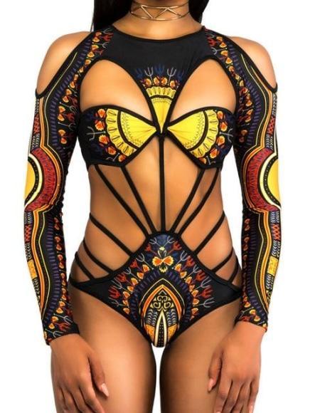 Maillot de bain Africain noir à manches