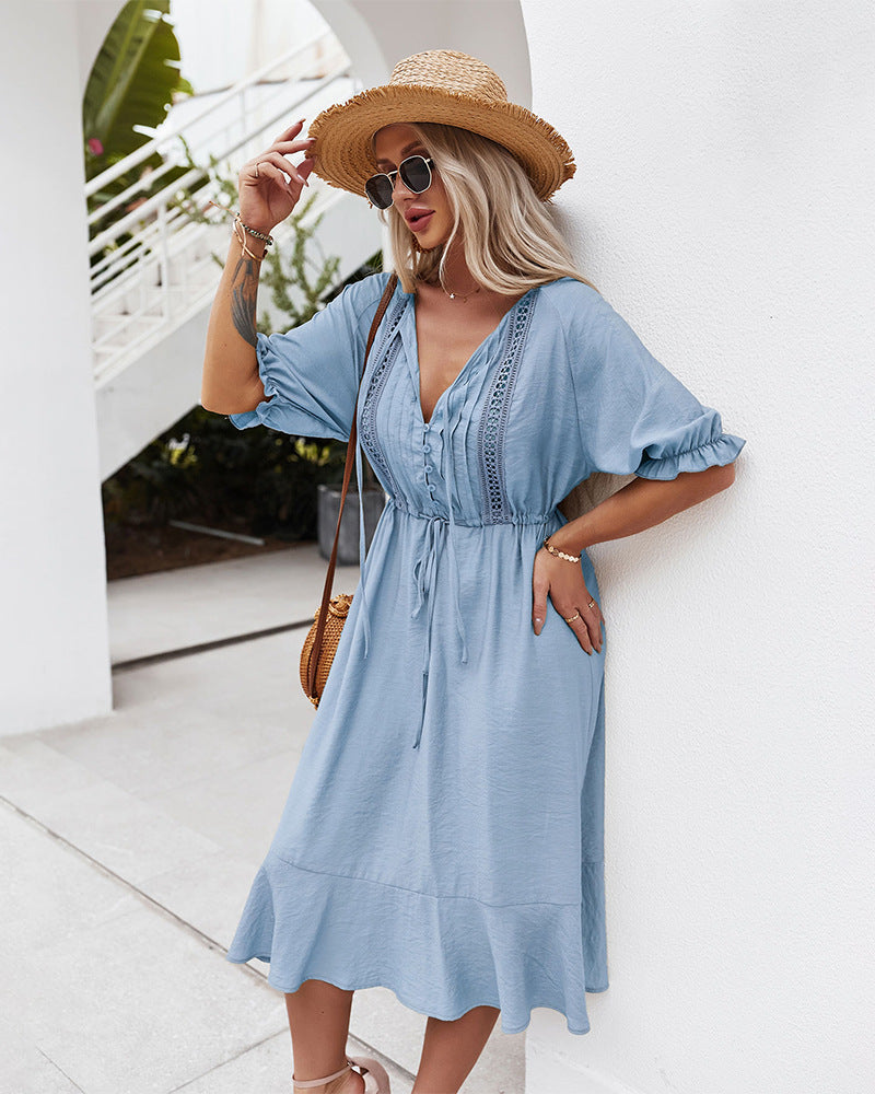 Robe bleu bohème style hippie 