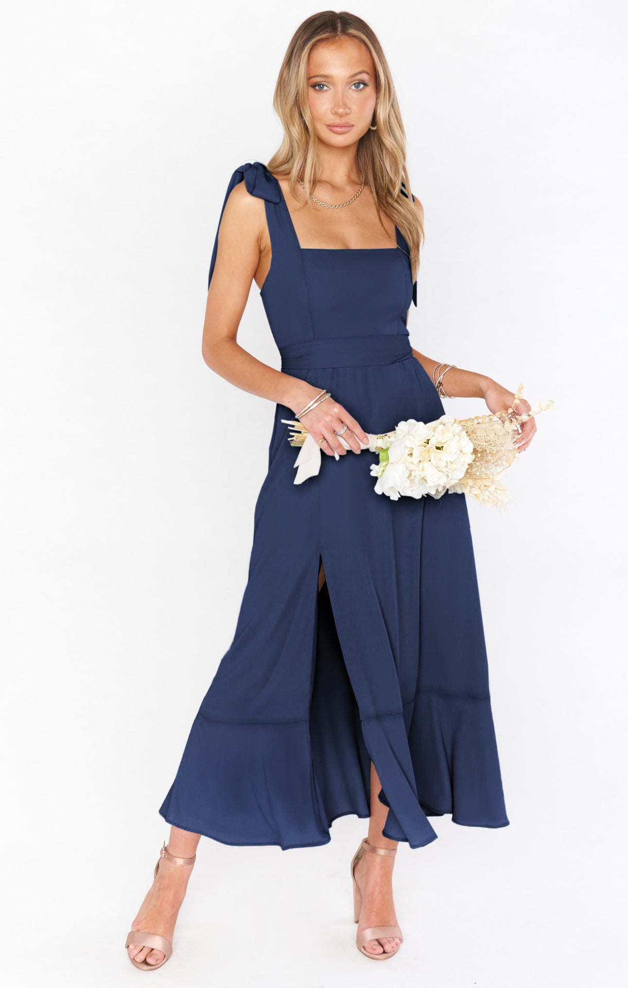 Robe bohème chic pour mariage bleu marine