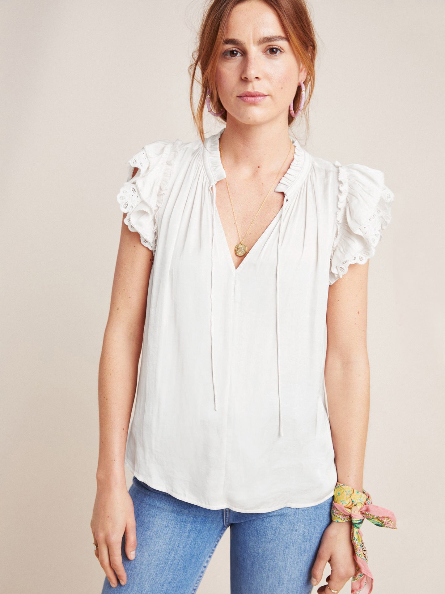 T-shirt style hippie blanc devant