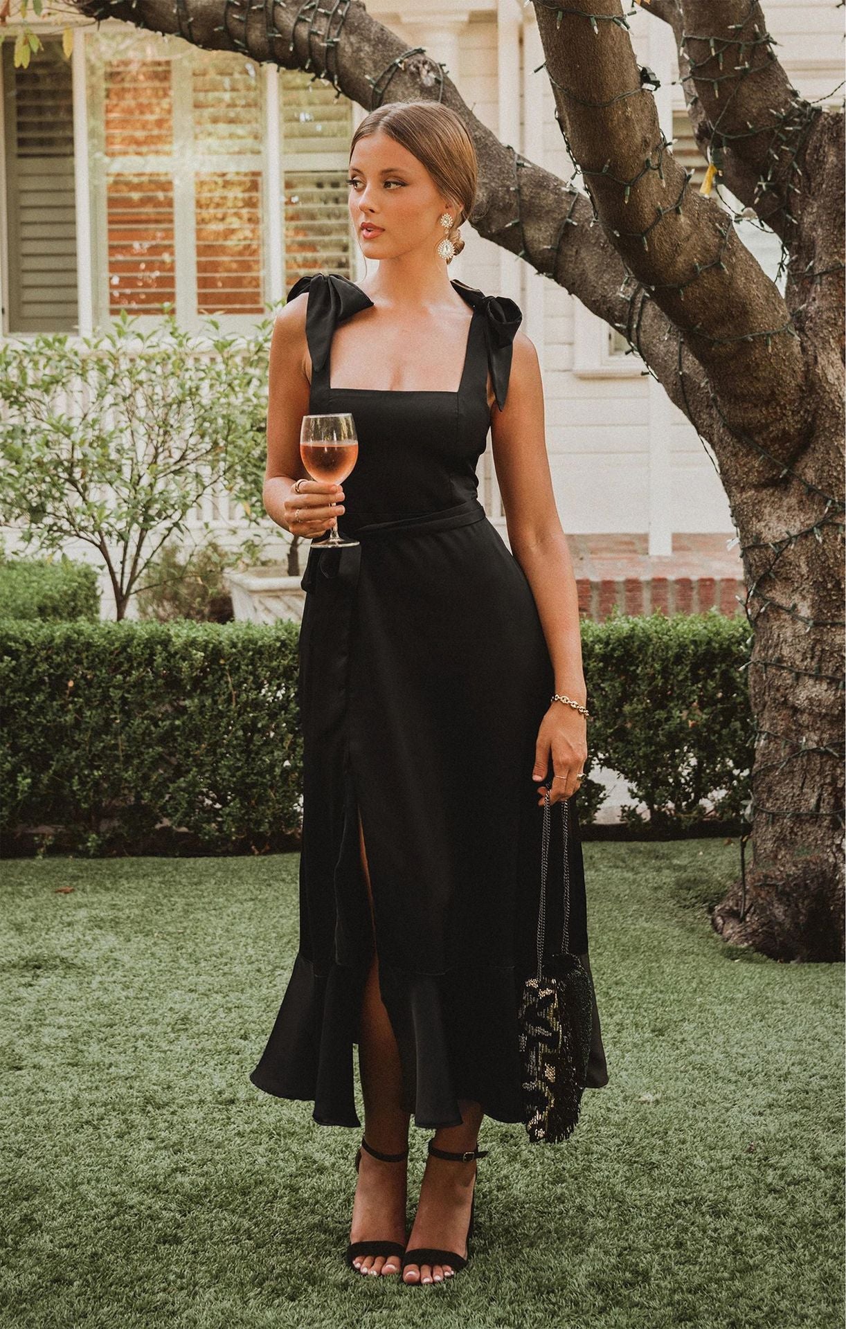 Robe bohème chic pour mariage noir longue