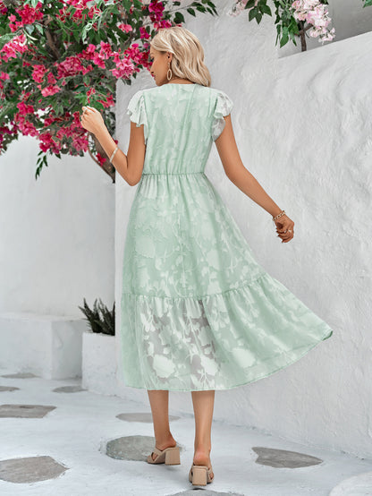 Robe fleurie femme vert dos