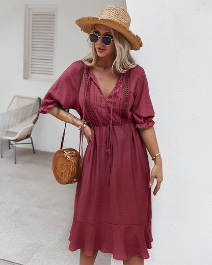 Robe bohème style hippie rouge femme