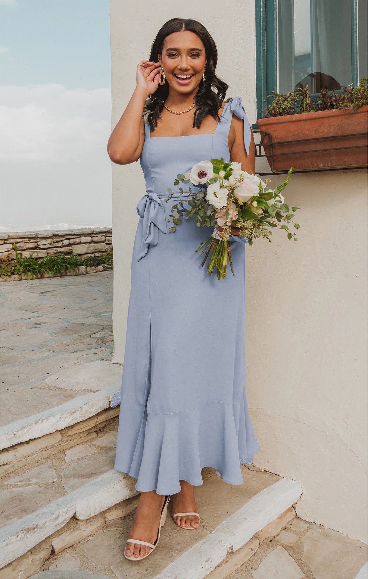 Robe bohème chic pour mariage bleu