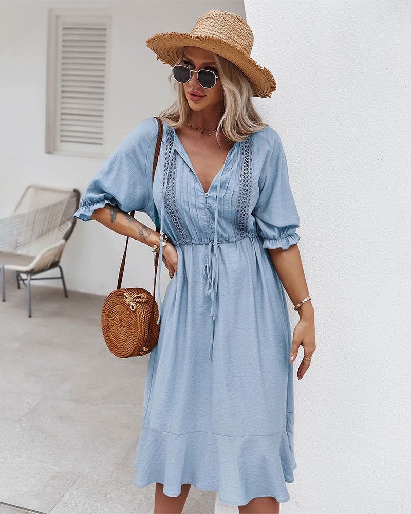 Robe bohème style hippie bleu