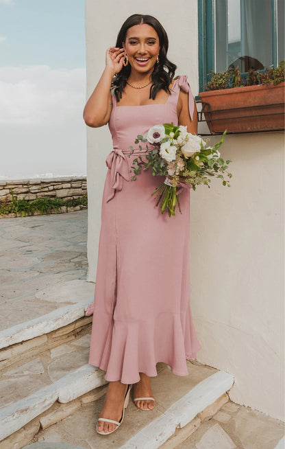 Robe bohème chic pour mariage rose