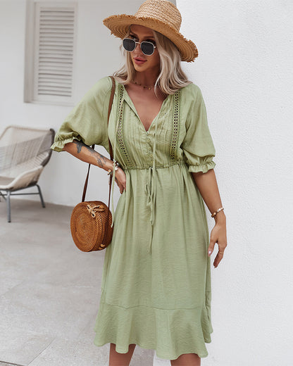 Robe bohème style hippie verte femme