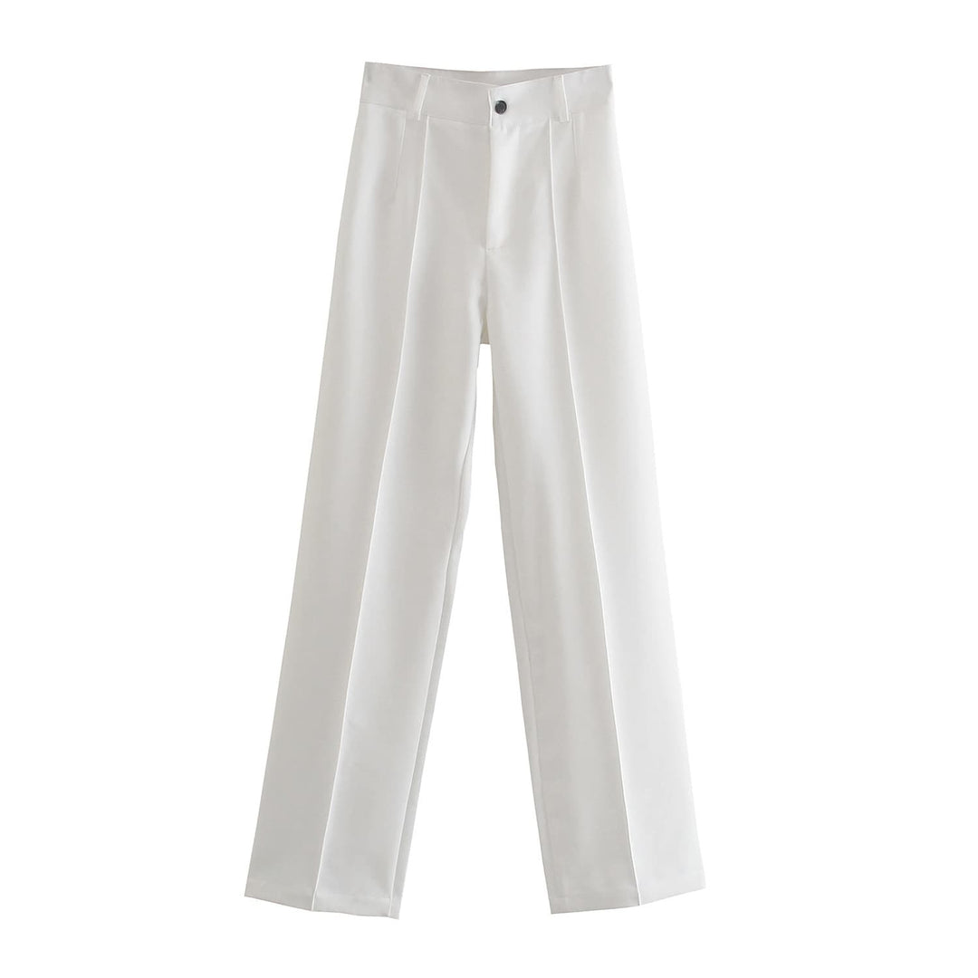 Pantalon ajusté taille haute-Blanc-XS- - Belishop