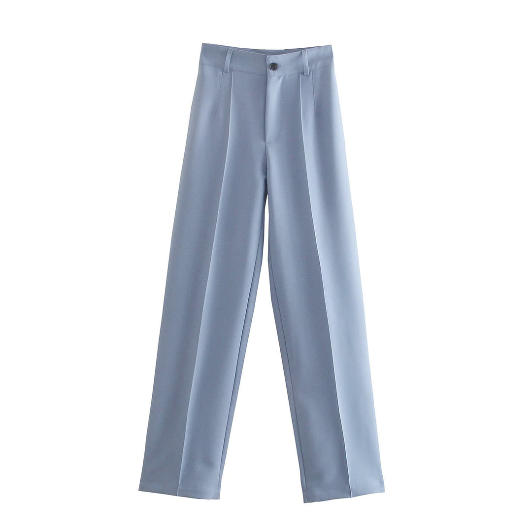 Pantalon ajusté taille haute-Bleu-XS- - Belishop