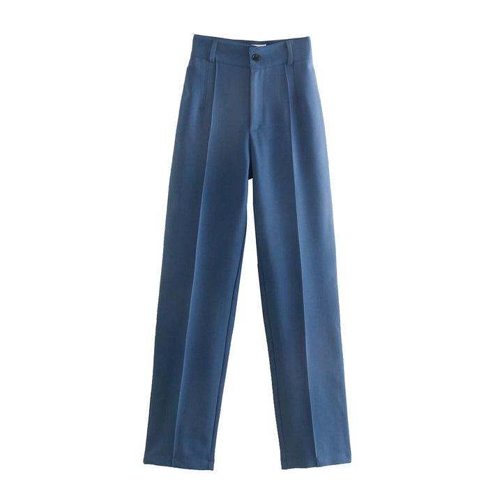 Pantalon ajusté taille haute-Bleu foncé-XS- - Belishop