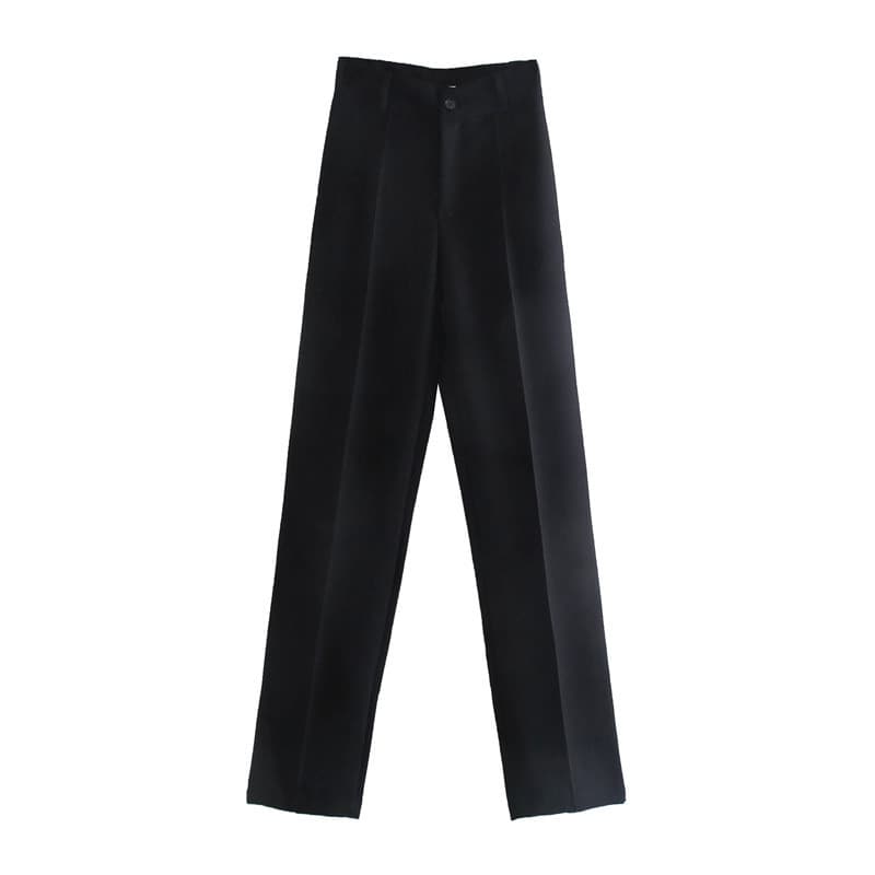 Pantalon ajusté taille haute-Noir-XS- - Belishop