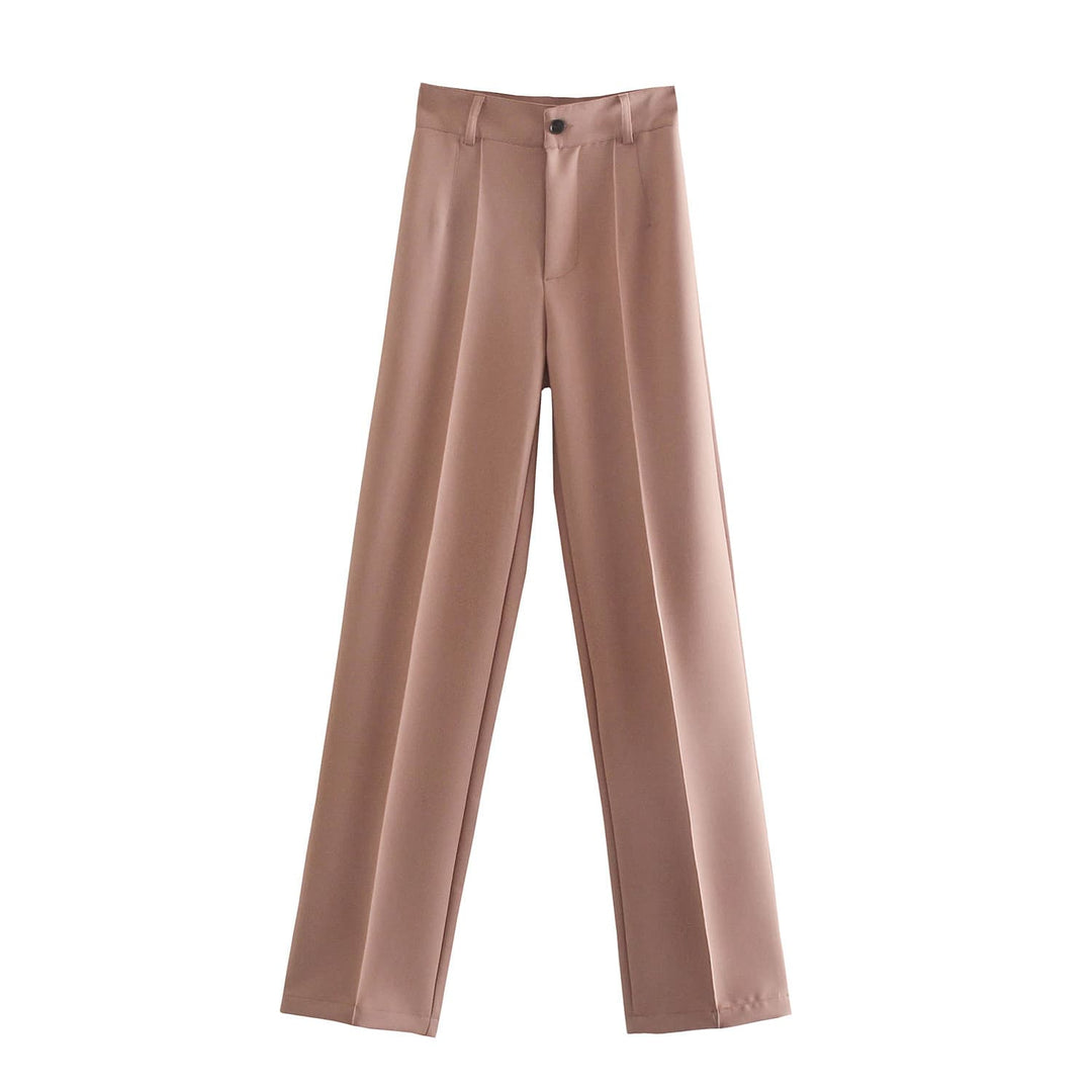 Pantalon ajusté taille haute-Taupe-XS- - Belishop
