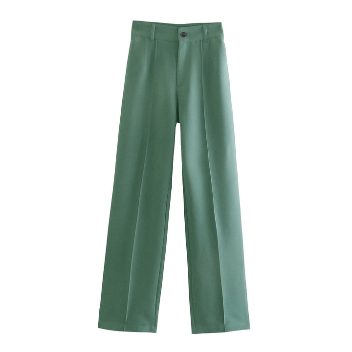 Pantalon ajusté taille haute-Vert-XS- - Belishop