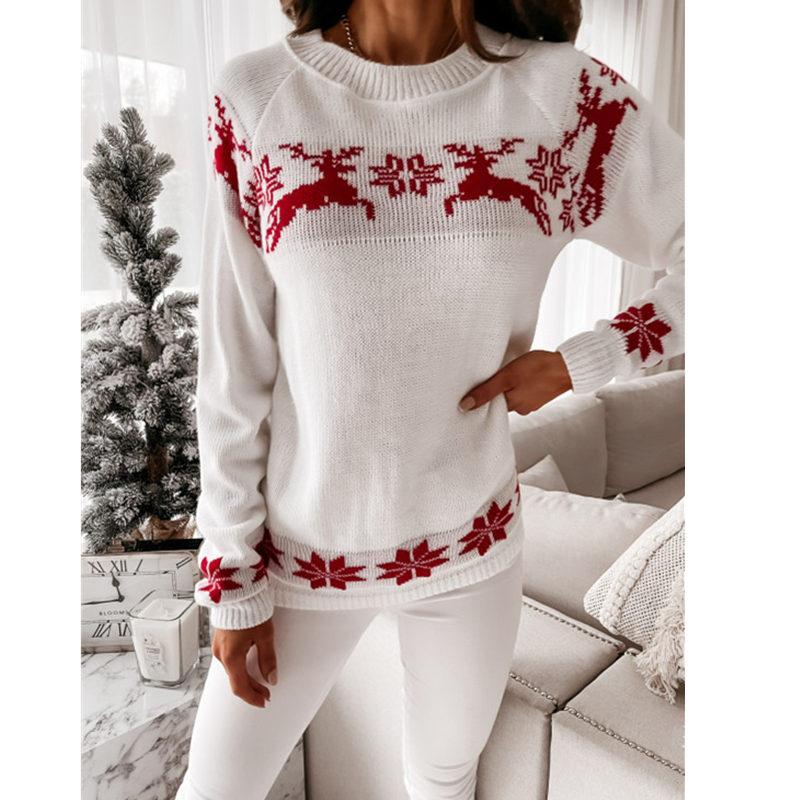 Pull de Noel Cerfs-Blanc-S- - Belishop