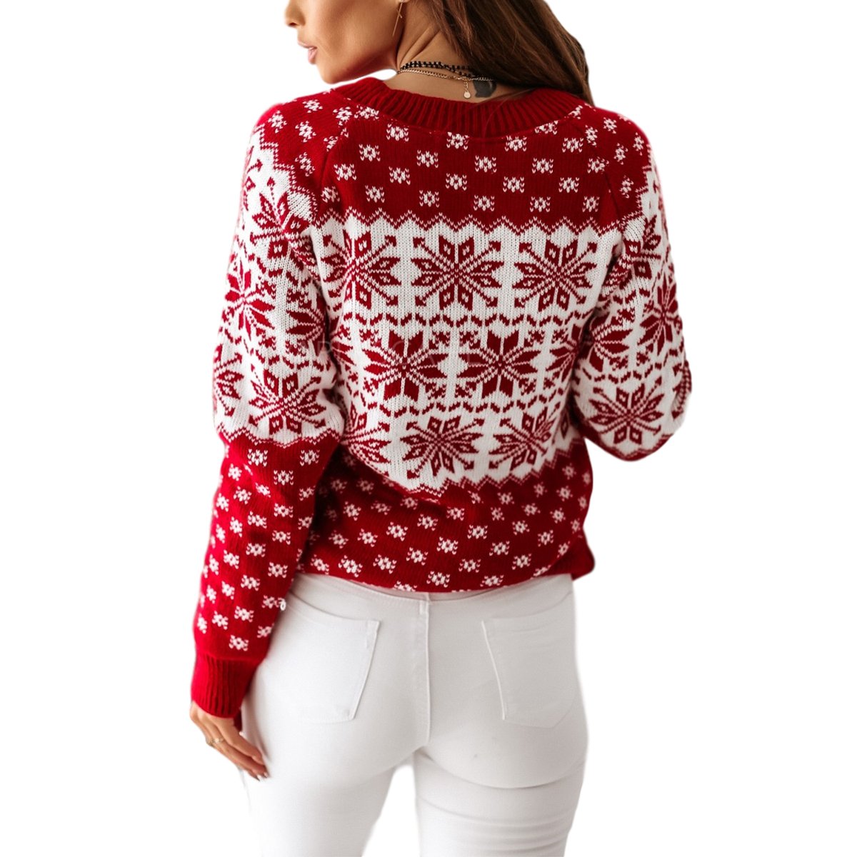 Pull de noël en Tricot flocon- - Belishop