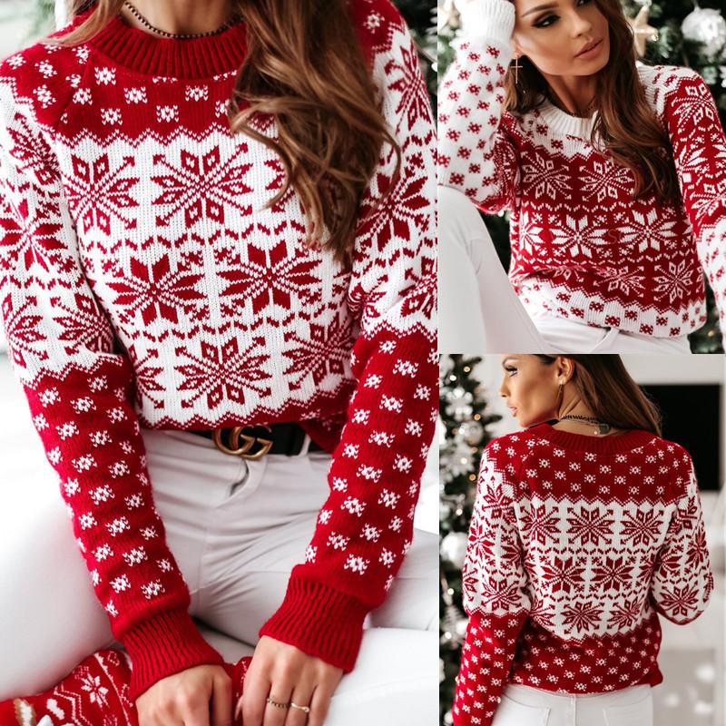 Pull de noël en Tricot flocon- - Belishop