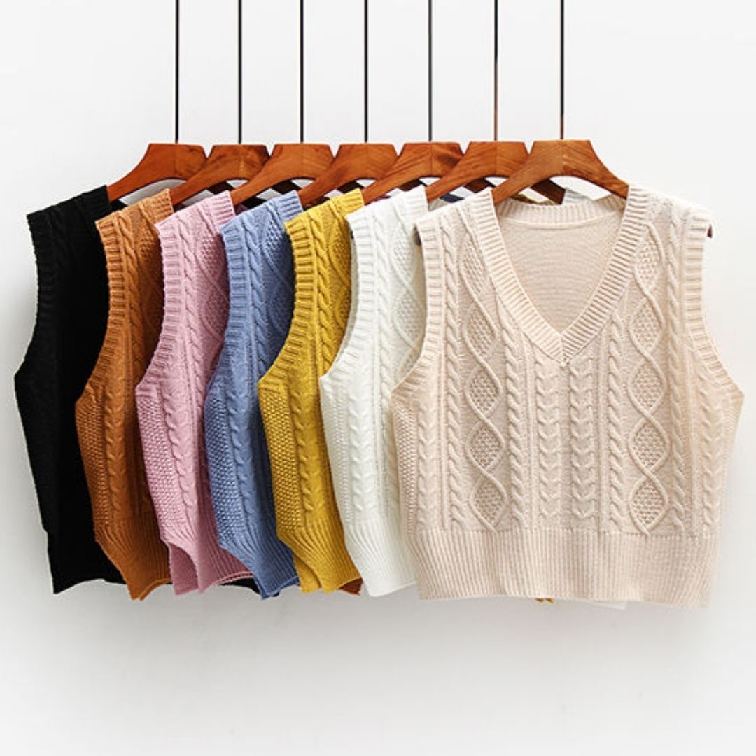 Pull sans manches torsadé- - Belishop