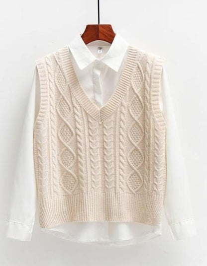 Pull sans manches torsadé- - Belishop