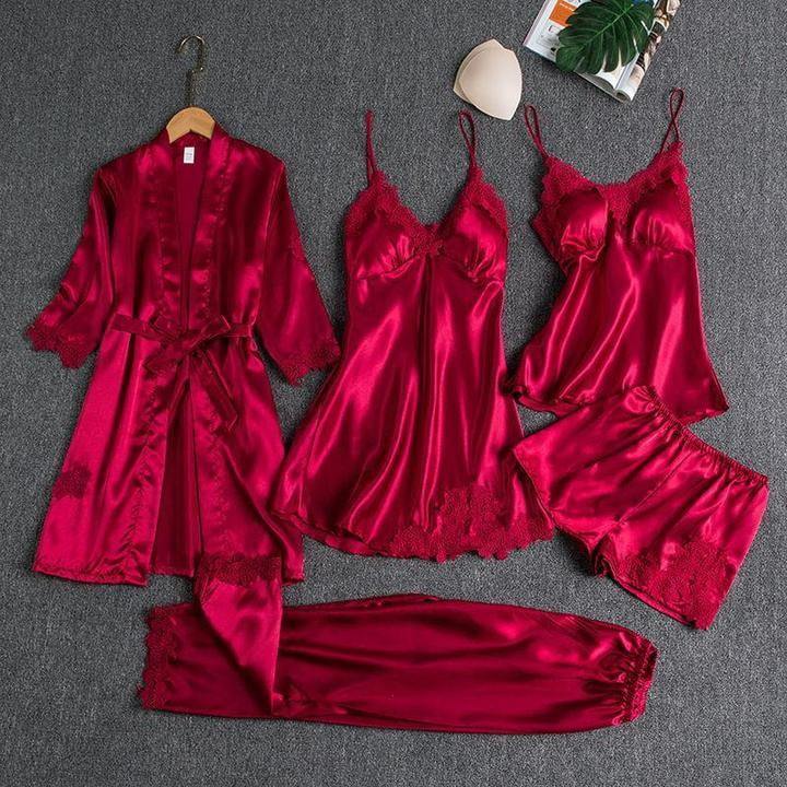 Pyjama - Ensemble 5 pièces-M-Rouge- - Belishop