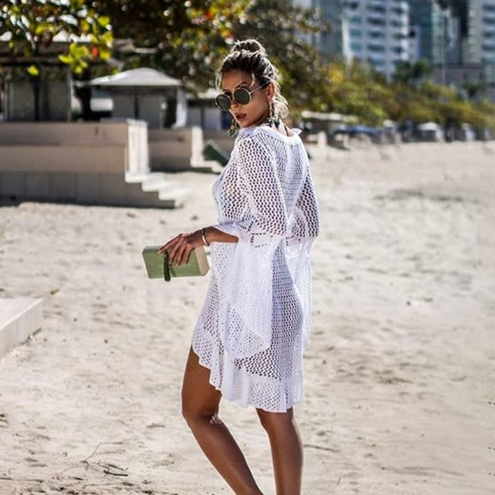 Robe de plage en maille blanche