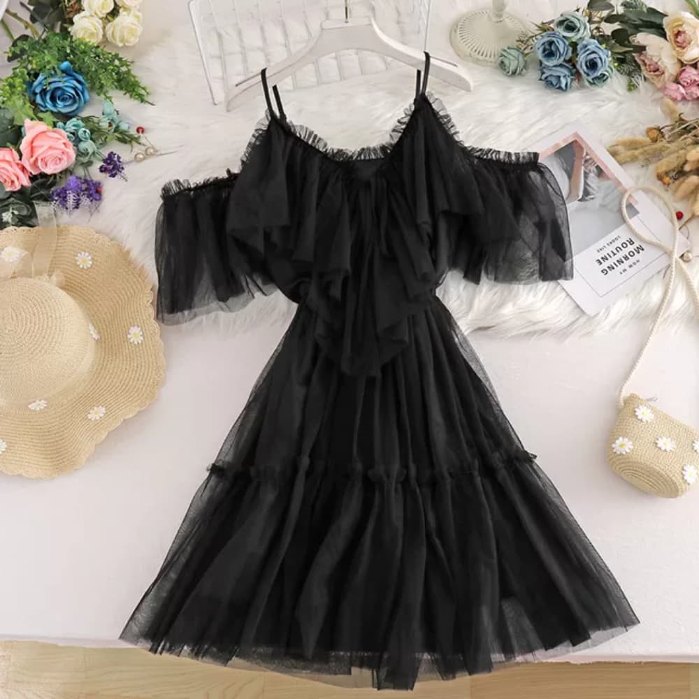 Robe en tulle Maya-Noir-S- - Belishop