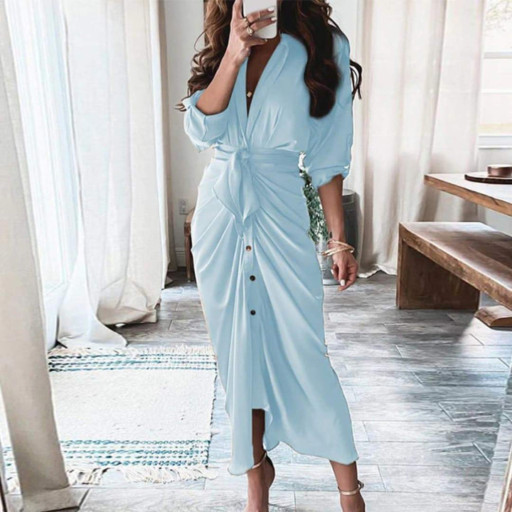 Robe longue Amélia-S-Bleu- - Belishop