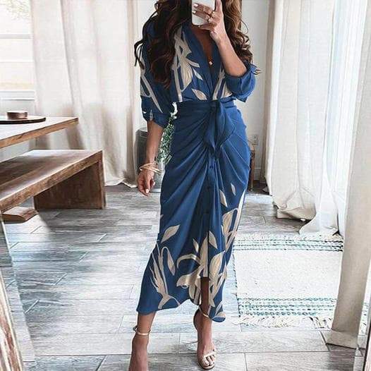 Robe longue Amélia-S-Bleu foncé- - Belishop