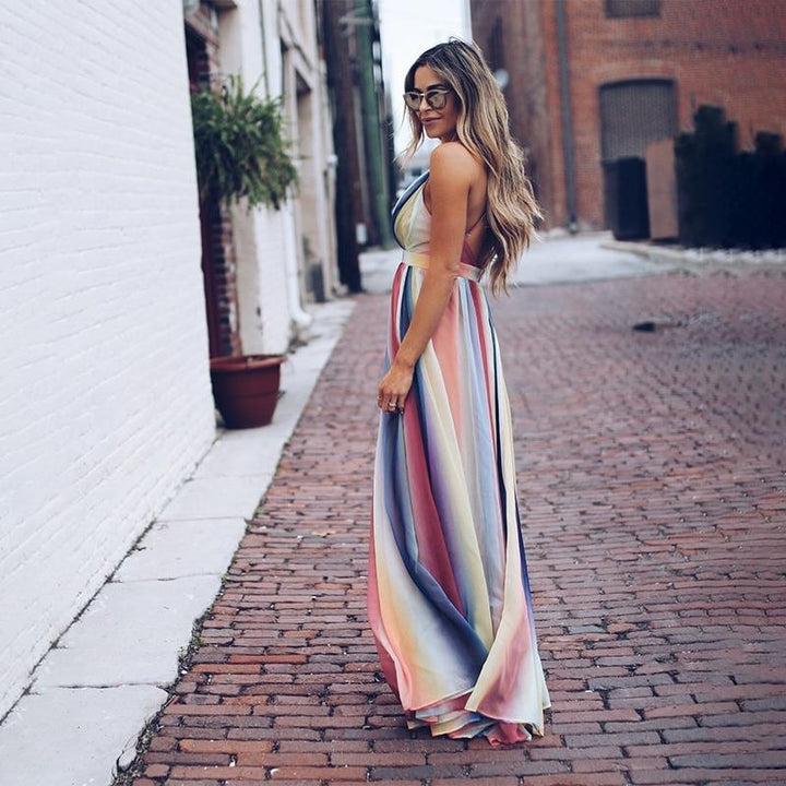 robe longue arc-en-ciel coloré