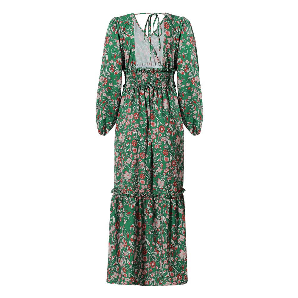 Robe verte fleur - Belishop