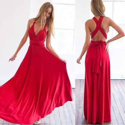 Robe longue modulable Athena-Rouge-L- - Belishop