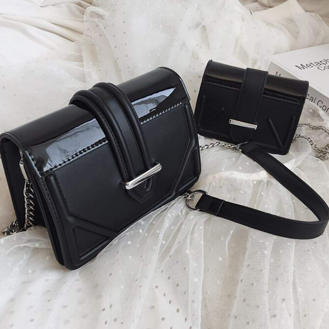 Sac à bandoulière Glaze-Noir-Grand- - Belishop