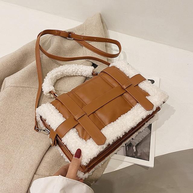 Sac à bandoulière moumoute Alexia-Marron- - Belishop