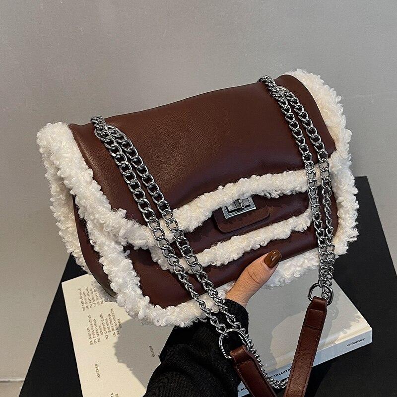 Sac à main moumoute-Marron- - Belishop