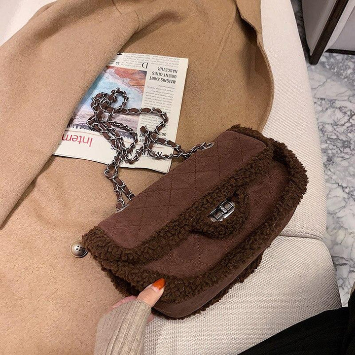 Sac à main moumoute Sophie-Marron- - Belishop