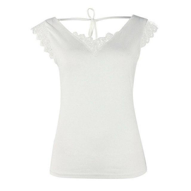 T-shirt blanc avec dentelle manches