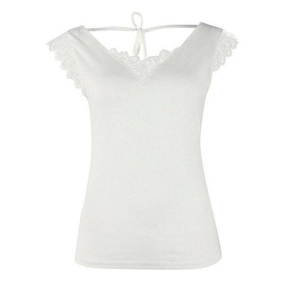 T-shirt blanc avec dentelle manches