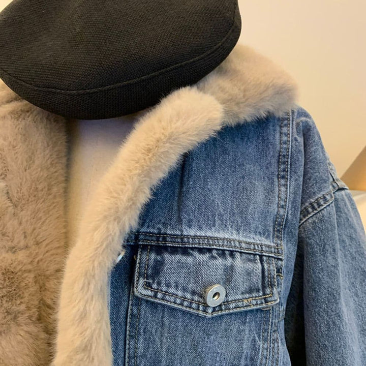 Veste en jean fourrure