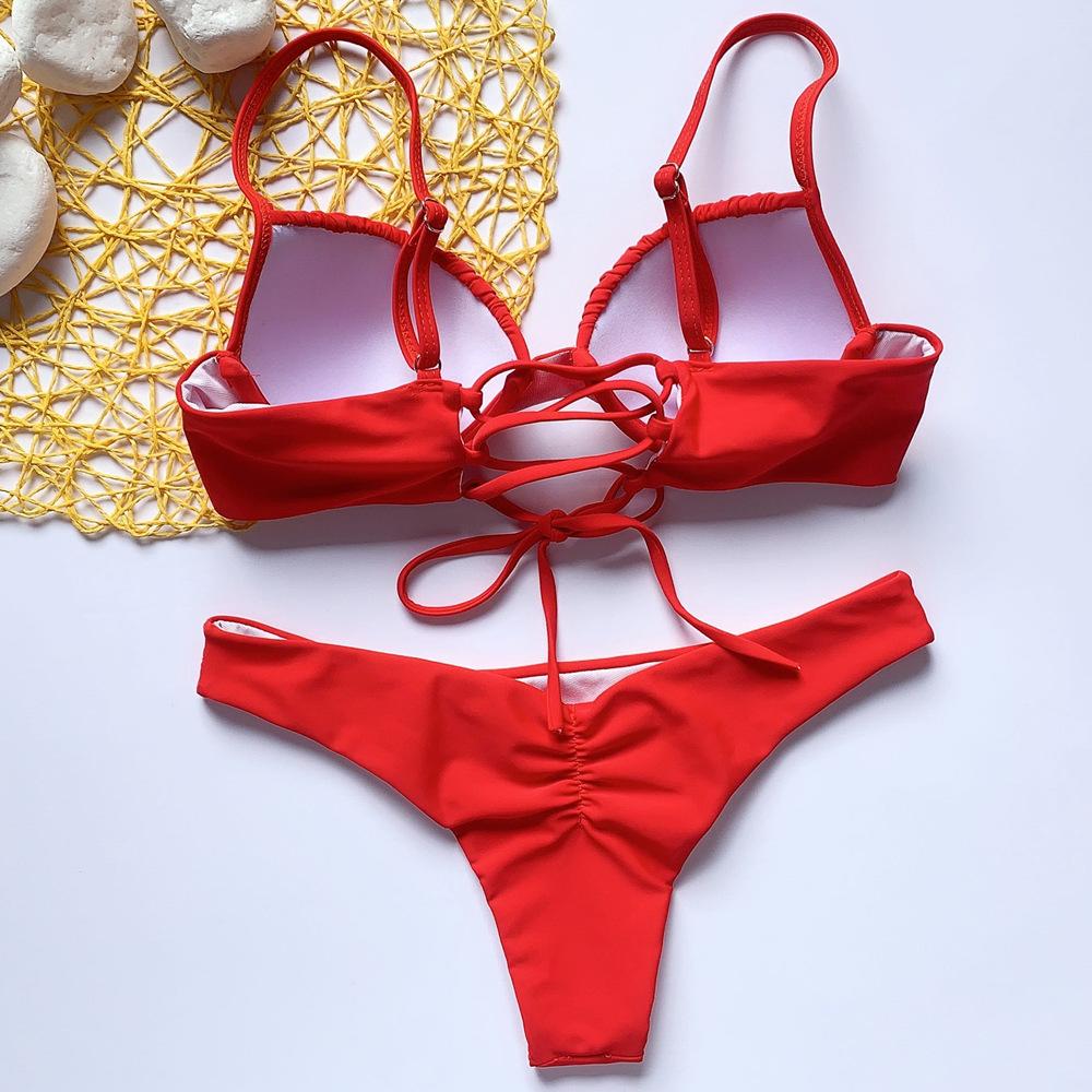 Maillot de bain deux pièces rouge- - Belishop