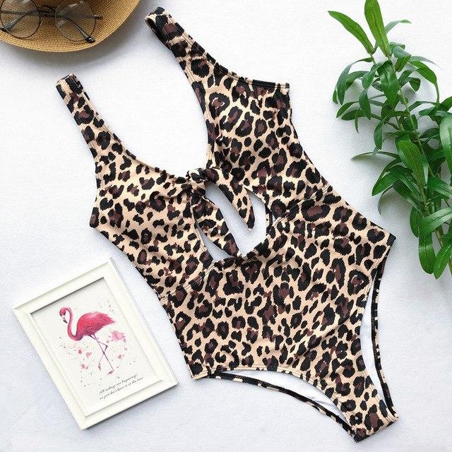 Maillot de bain une pièce noué Léopard-leopard-S- - Belishop