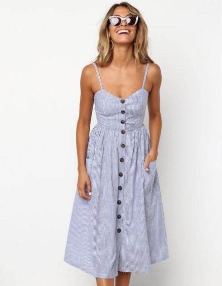 Robe à motifs Florida-Bleu-S- - Belishop