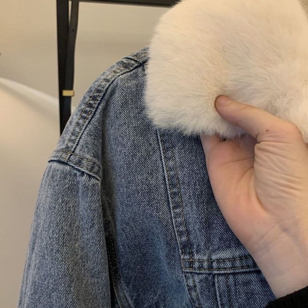 Fausse Fourrure Blanche Vest En Jean Avec Fourrure Veste En Jean