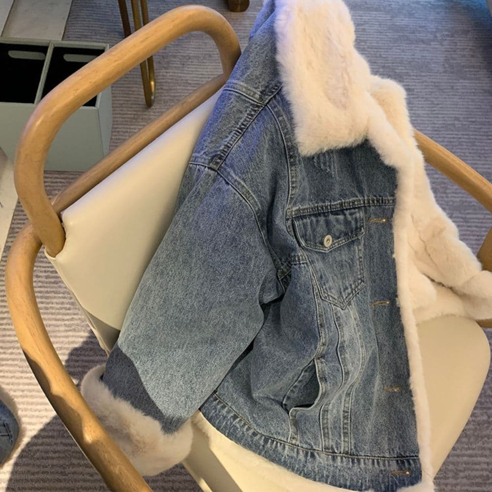 Veste en jean fourrure